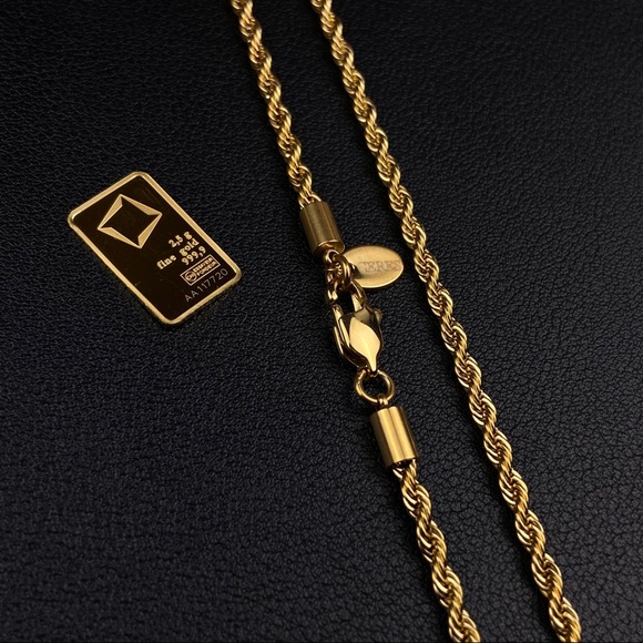 Gold Rope Chain Necklace 3mm Gold Chain GP - Picture 2 of 4